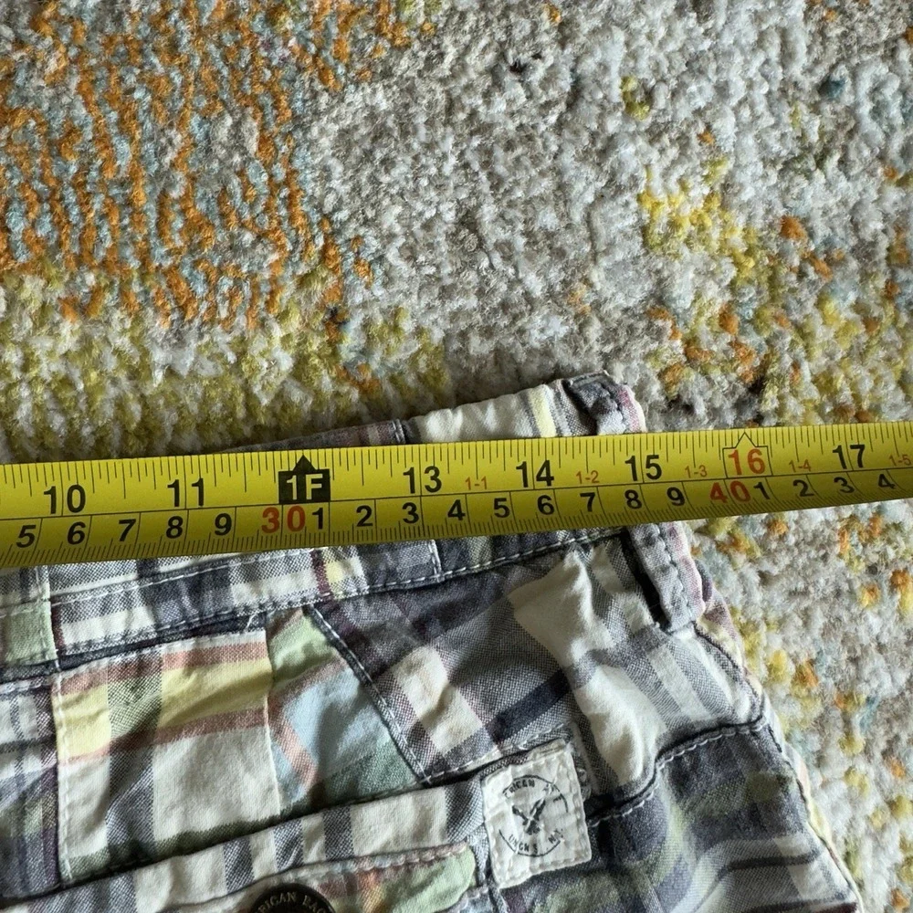 AMERICAN EAGLE Vintage Patchwork Madras Plaid Shorts Size 30 Prep Fit